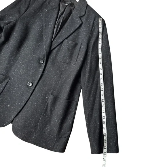 Talbots Women's Black Tweed Wool Blend Two Buttons Blazer Jacket Size 16 - Picture 12 of 15
